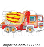 Poster, Art Print Of Cartoon Concrete Mixer Truck Driver