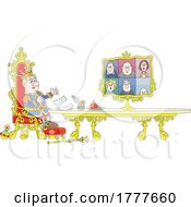 Cartoon Angry King Having A Video Conference With Officials by Alex Bannykh