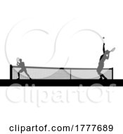 Poster, Art Print Of Tennis Men Playing Match Silhouette Players Scene