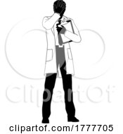 Poster, Art Print Of Scientist Engineer Inspector Upset Man Silhouette