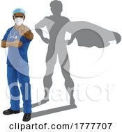 Superhero Nurse Doctor With Super Hero Shadow