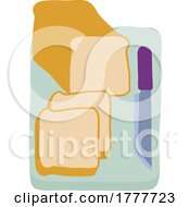 Poster, Art Print Of Sliced Bread And Knife On Chopping Cutting Board