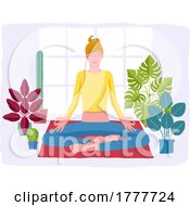 06/12/2022 - Woman Meditating Doing Yoga Pilates Illustration