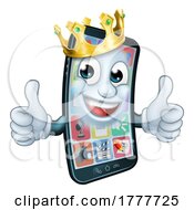 06/12/2022 - Mobile Phone King Crown Thumbs Up Cartoon Mascot