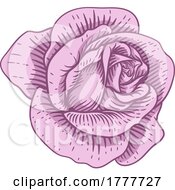 Poster, Art Print Of Rose Flower Design Woodcut Vintage Retro Style