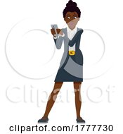 Poster, Art Print Of Black Business Holding Phone Woman Cartoon Mascot