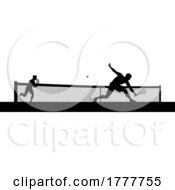 06/17/2022 - Tennis Men Playing Match Silhouette Players Scene