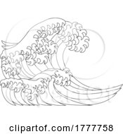 Poster, Art Print Of A Japanese Great Wave Outline Coloring Book Page