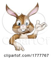 06/17/2022 - Easter Bunny Rabbit Cartoon Character Peeking Sign