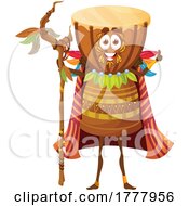 African Shaman Bongo Drum Mascot by Vector Tradition SM