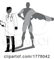 06/21/2022 - Superhero Doctor With Super Hero Shadow Silhouette