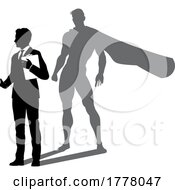 06/21/2022 - Superhero Business Man With Super Hero Shadow
