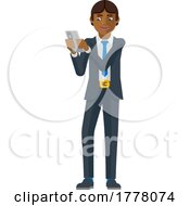 Business Man Holding Phone Cartoon Mascot