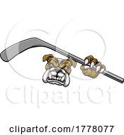 Poster, Art Print Of Bulldog Ice Hockey Player Animal Sports Mascot