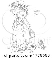 Poster, Art Print Of Cartoon Lady Watching A Butterfly