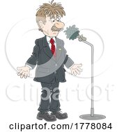 Poster, Art Print Of Cartoon Confused Polician At A Press Conference