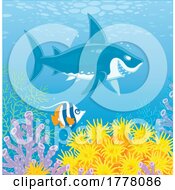 Poster, Art Print Of Cartoon Butterfly Fish And Shark