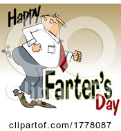 Poster, Art Print Of Cartoon Dad Breaking Wind With Happy Farters Day Text