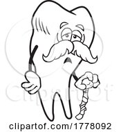 Cartoon Black And White Old Tooth Mascot Long In The Tooth