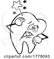 Poster, Art Print Of Cartoon Black And White Aching Tooth Mascot