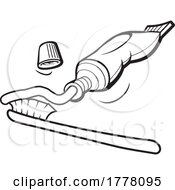 Poster, Art Print Of Cartoon Black And White Toothbrush And Paste