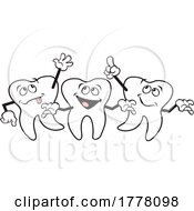 Poster, Art Print Of Cartoon Group Of Happy Teeth Characters Dancing