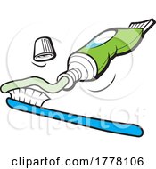 Poster, Art Print Of Cartoon Toothbrush And Paste