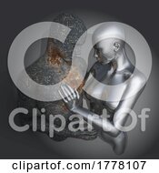 Poster, Art Print Of 3d Concept Art With Rusty Male And Metallic Silver Female Figures In Embrace