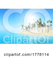 Poster, Art Print Of 3d Summer Landscape Background With Palm Tree Island