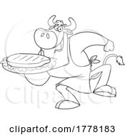 Poster, Art Print Of Cartoon Black And White Cow Chef Holding A Steamy Steak On A Plate