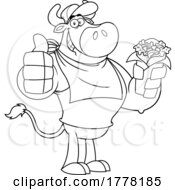 Poster, Art Print Of Cartoon Black And White Cow Holding A Burrito And Giving A Thumbs Up