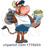 Poster, Art Print Of Cartoon Cow Holding A Burrito And Giving A Thumbs Up