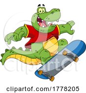 Cartoon Crocodile Skateboarding
