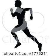 Poster, Art Print Of Silhouette Runner Man Sprinter Or Jogger Person