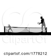 06/28/2022 - Tennis Men Playing Match Silhouette Players Scene