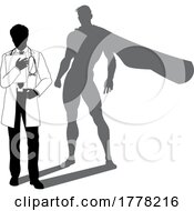 Poster, Art Print Of Superhero Doctor With Super Hero Shadow Silhouette