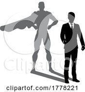 06/28/2022 - Superhero Business Man With Super Hero Shadow