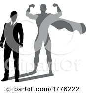 06/28/2022 - Superhero Business Man With Super Hero Shadow