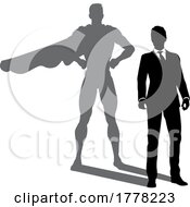 Poster, Art Print Of Superhero Business Man With Super Hero Shadow
