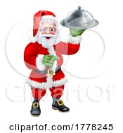 Poster, Art Print Of Santa Claus Father Christmas Chef Cloche Food Tray