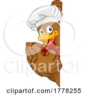 06/29/2022 - Chicken Chef Cartoon Rooster Cockerel Mascot Sign