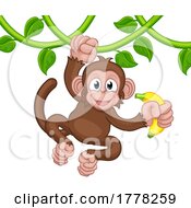 06/29/2022 - Monkey Singing On Jungle Vines With Banana Cartoon