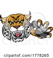 Wildcat Ice Hockey Player Animal Sports Mascot by AtStockIllustration