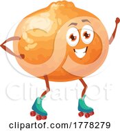 Poster, Art Print Of Roller Skating Tangerine Food Mascot
