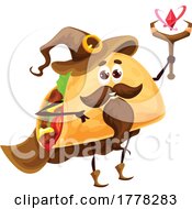 Poster, Art Print Of Wizard Taco Food Mascot