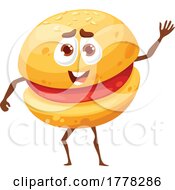 Waving Burger Food Mascot