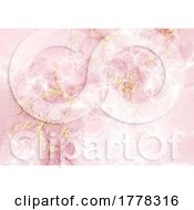 Poster, Art Print Of Decorative Hand Painted Background With Decorative Gold Leaf Elements