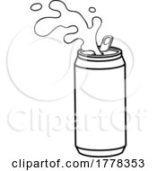 Cartoon Black And White Beer Can With Splash
