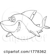 Poster, Art Print Of Cartoon Black And White Shark