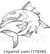Cartoon Black And White Tough Angry Barracuda by Hit Toon